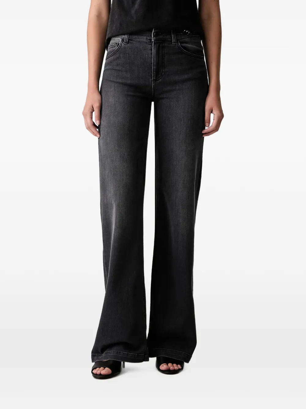 LIU JO crystal-embellished wide-leg jeans - Nero