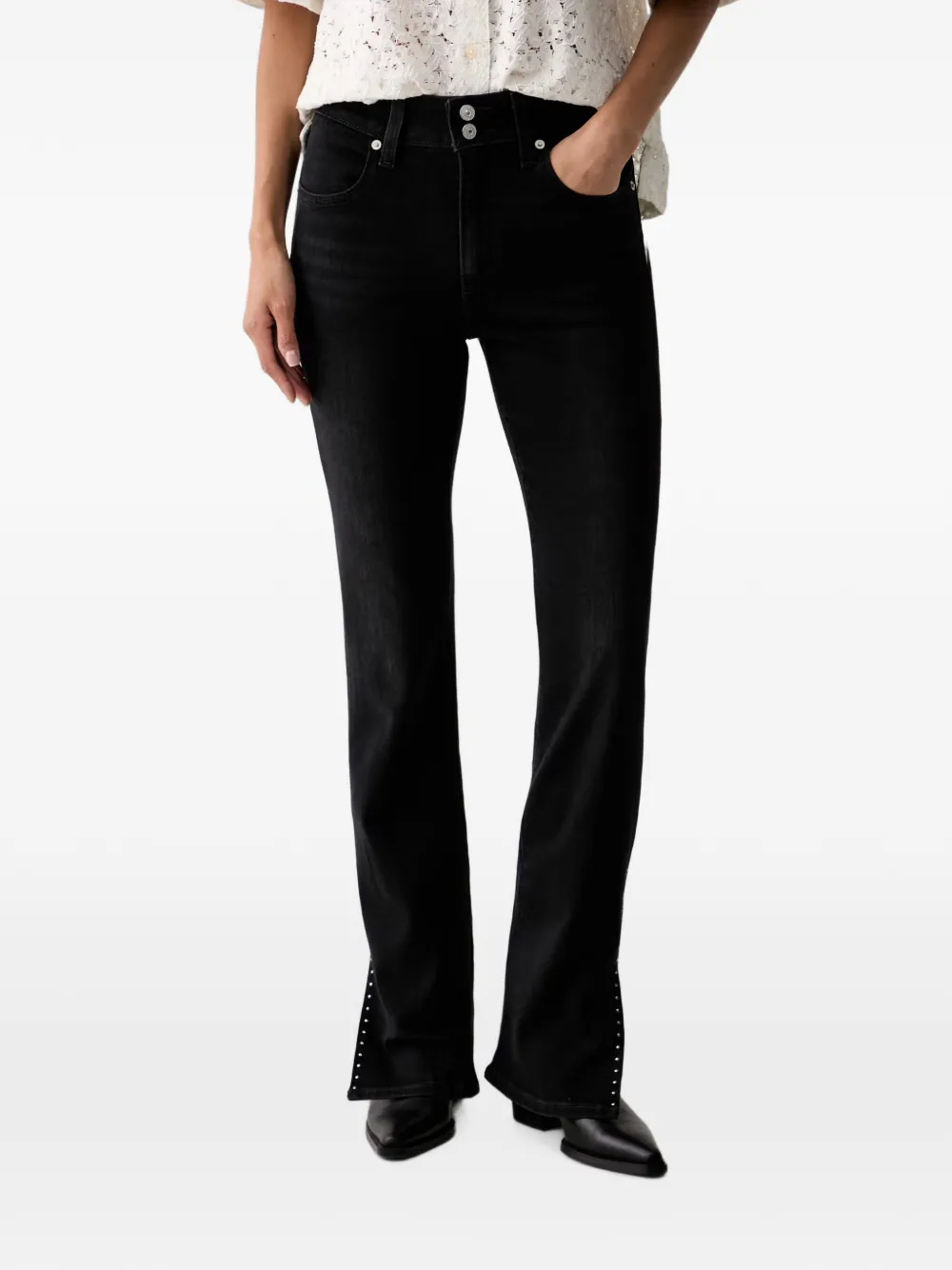 Levi's 725 stud-embellished slit-hem bootcut jeans Zwart
