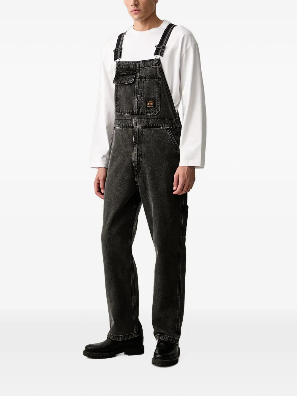 Levi's Denim tuinbroek met opgestikte zak en vervaagd effect Zwart