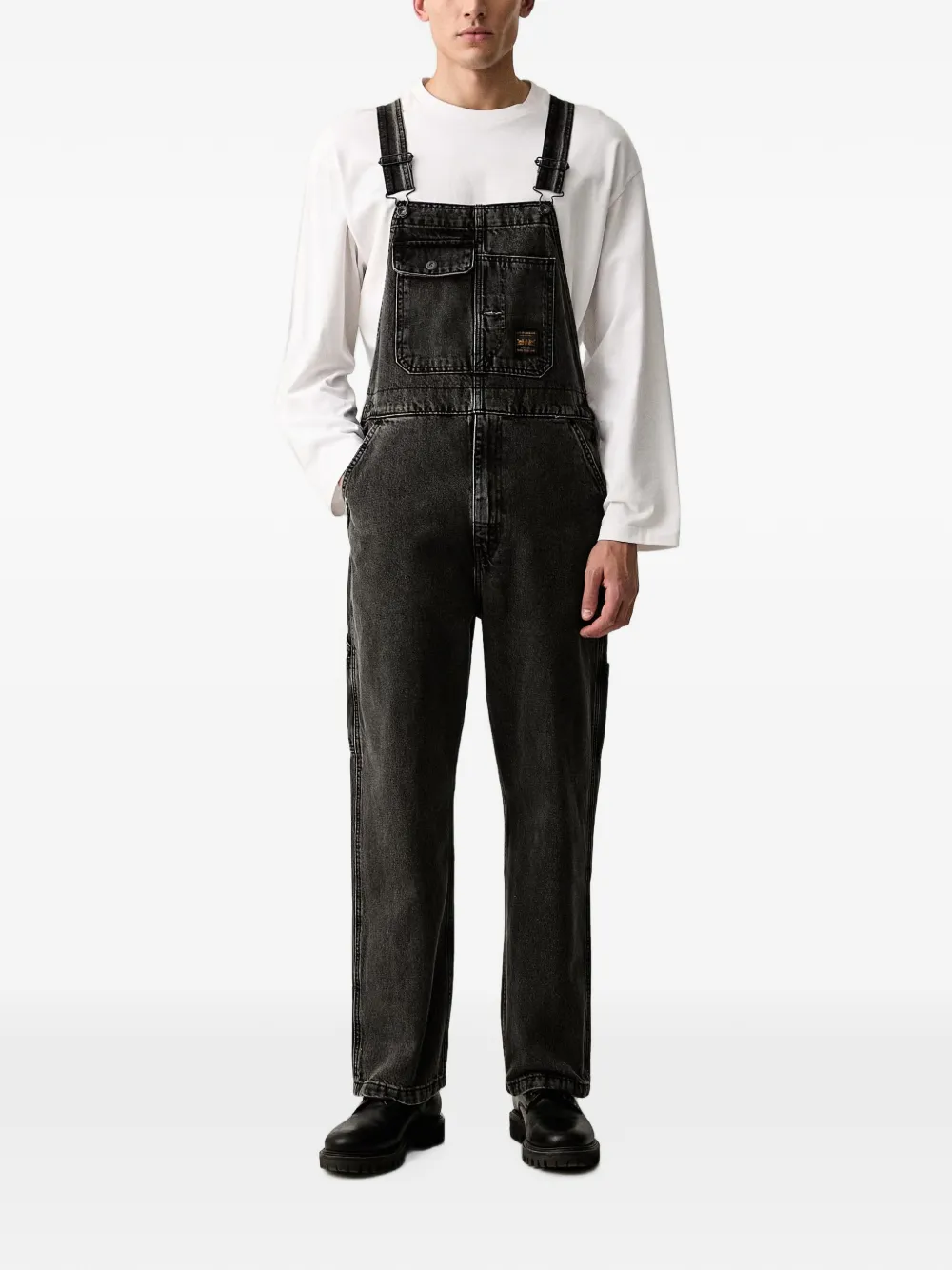 Levi's faded-effect patch-pocket denim dungarees