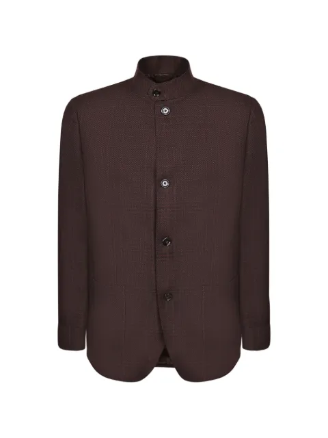 Lardini check-pattern mandarin-collar jacket