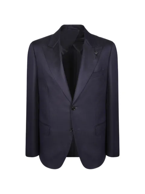 Lardini peak-lapel flower-pin blazer