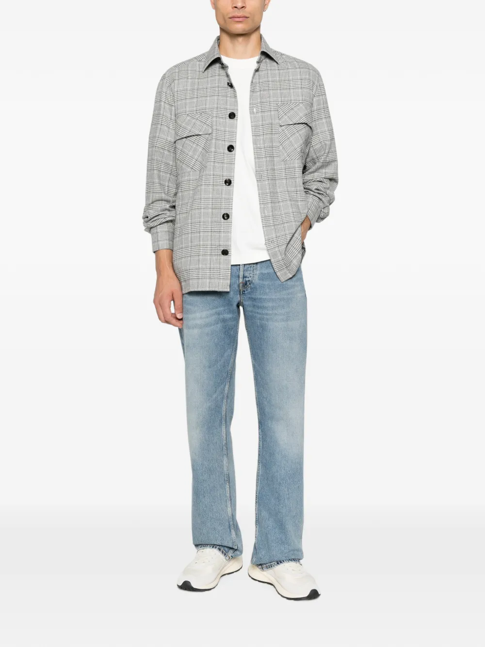 Kiton Prince of Wales check shirt Grijs