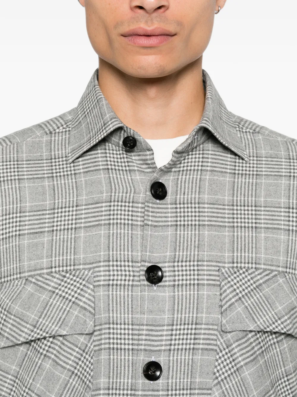 Kiton Prince of Wales check shirt Grijs