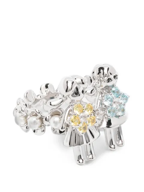 YVMIN crystal-embellished sterling silver ring