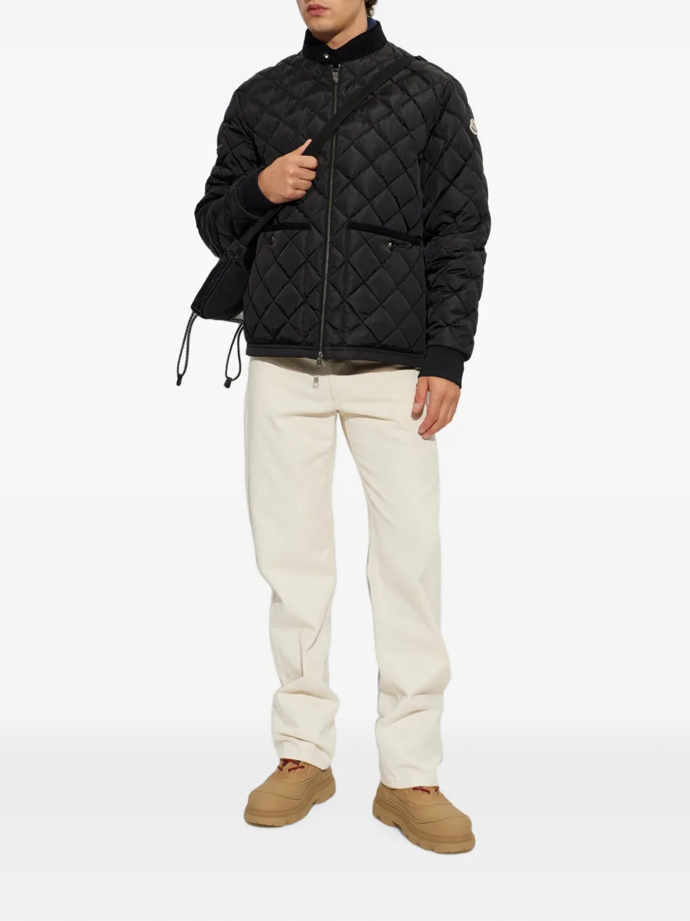 Moncler Eclal gewatteerd jack met diamant Zwart