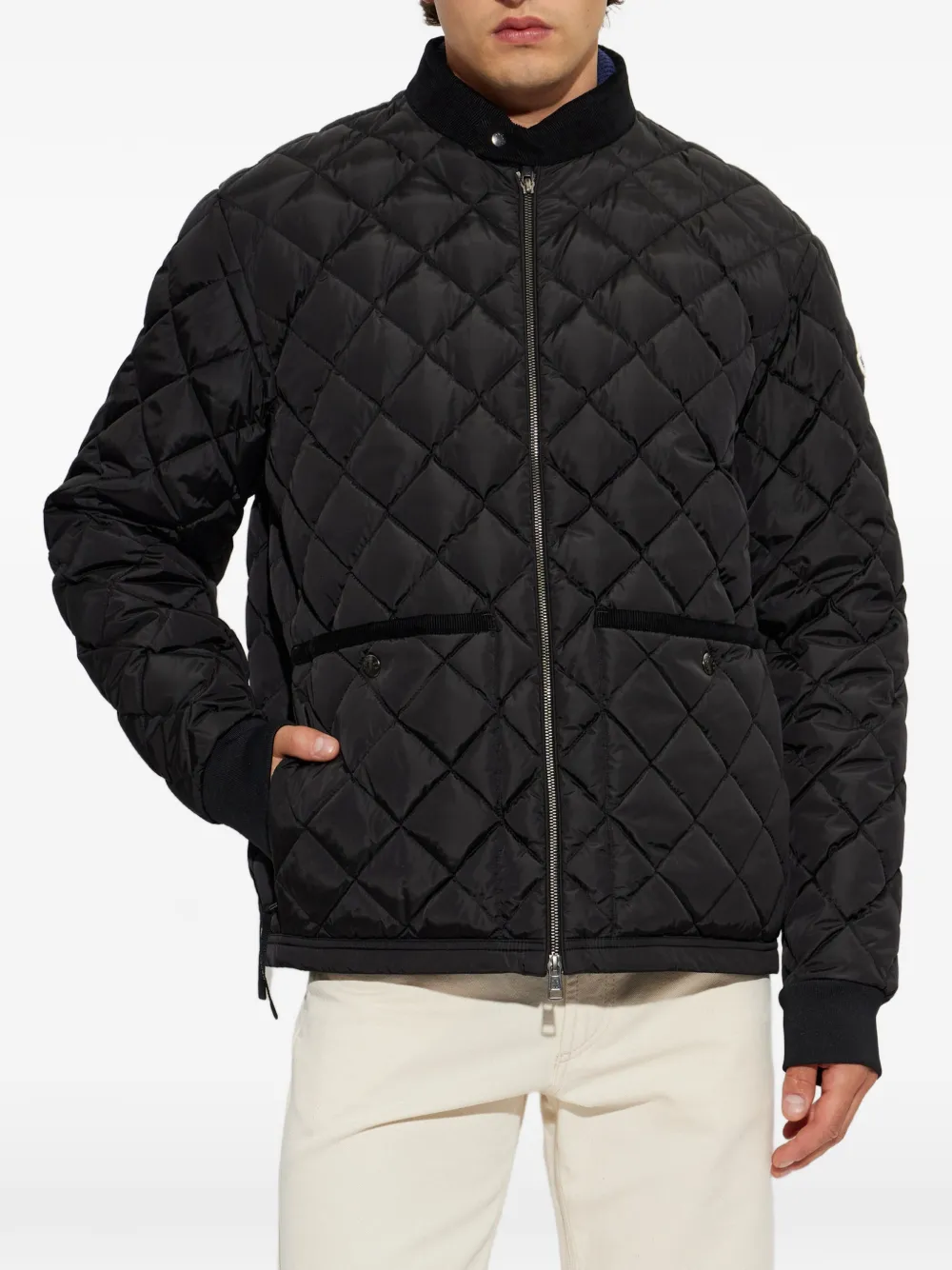Moncler Eclal gewatteerd jack met diamant Zwart