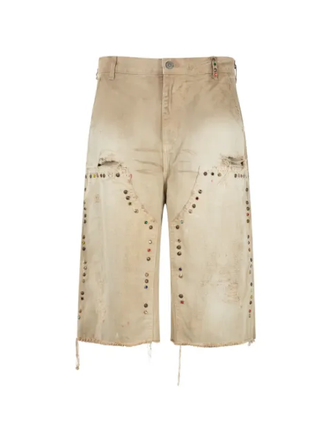SATOSHI NAKAMOTO Danny's Carpenter  distressed studded shorts