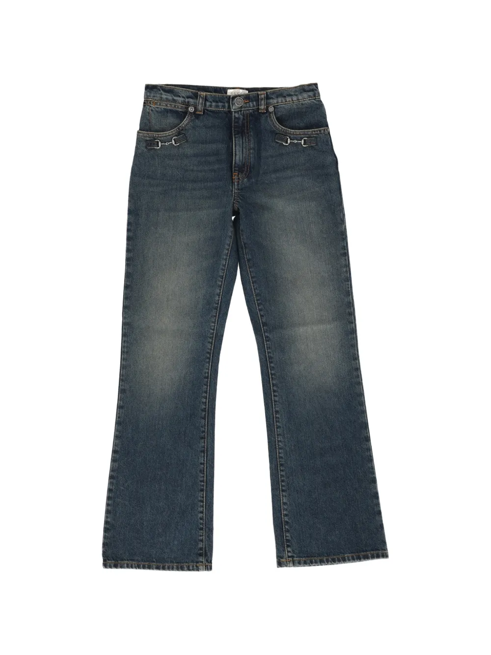 Gucci Kids Horsebit fadded-effect jeans - Blau