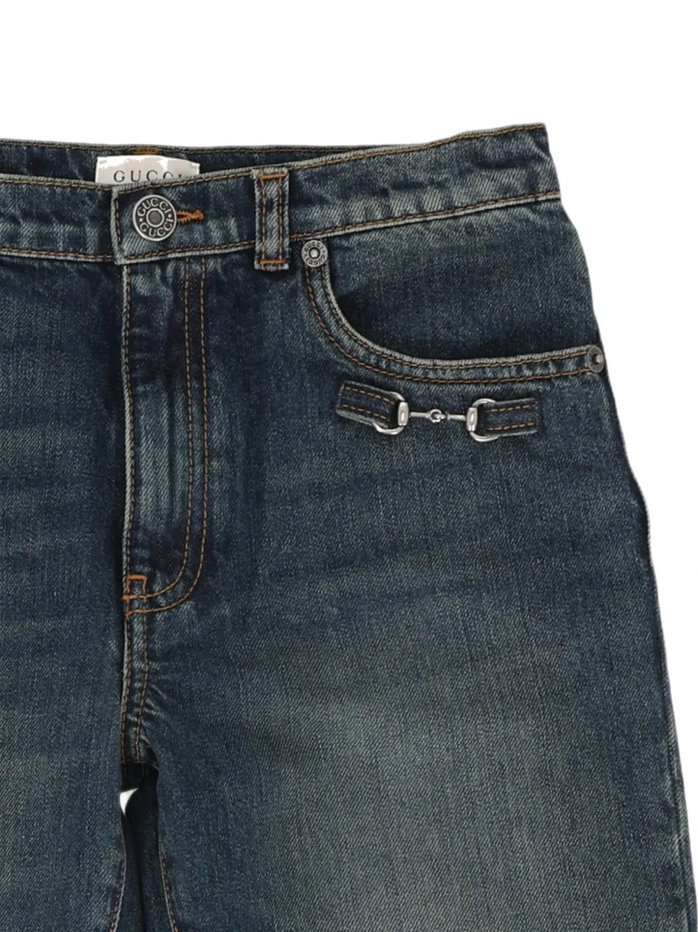 Gucci Kids Horsebit jeans met vervaagd effect Blauw