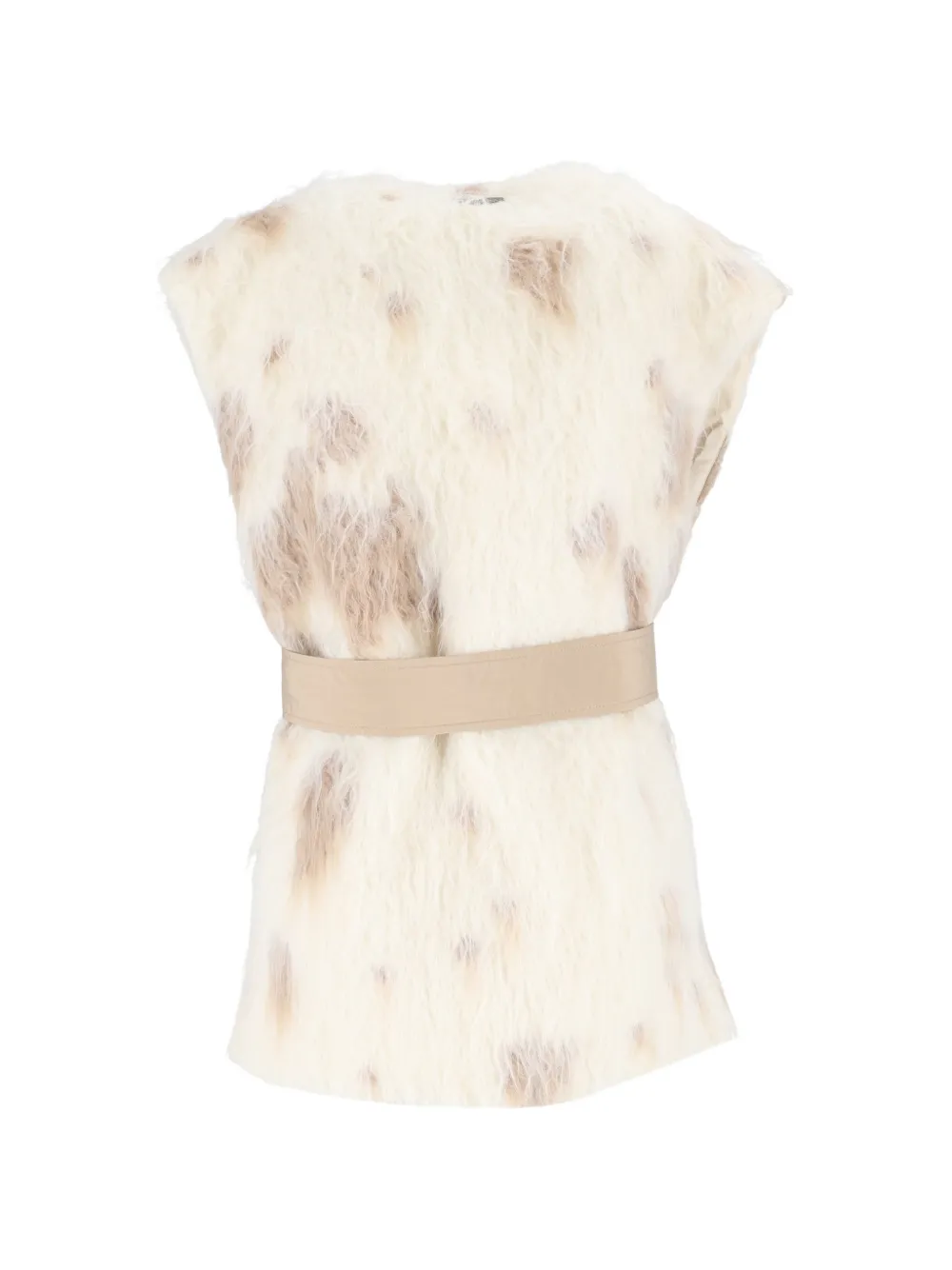 Peserico Gilet van imitatiebont met ceintuur Wit