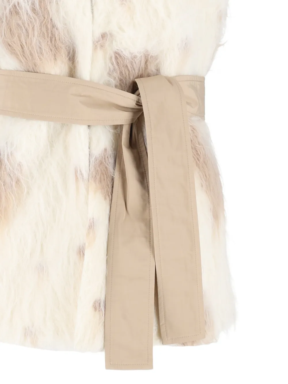 Peserico Gilet van imitatiebont met ceintuur Wit
