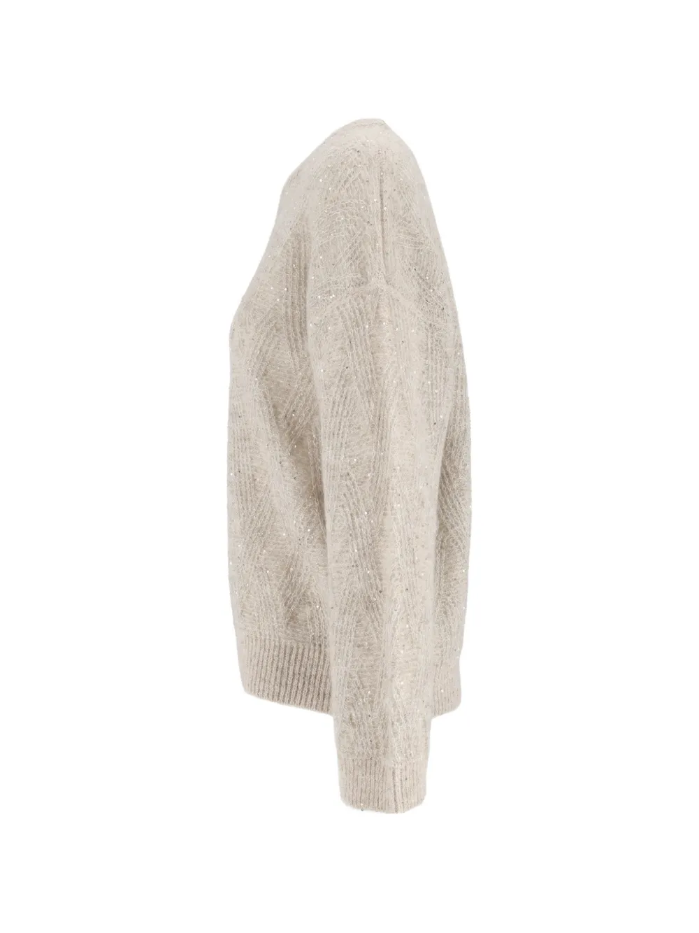 Peserico Kabelgebreide trui verfraaid met pailletten Beige