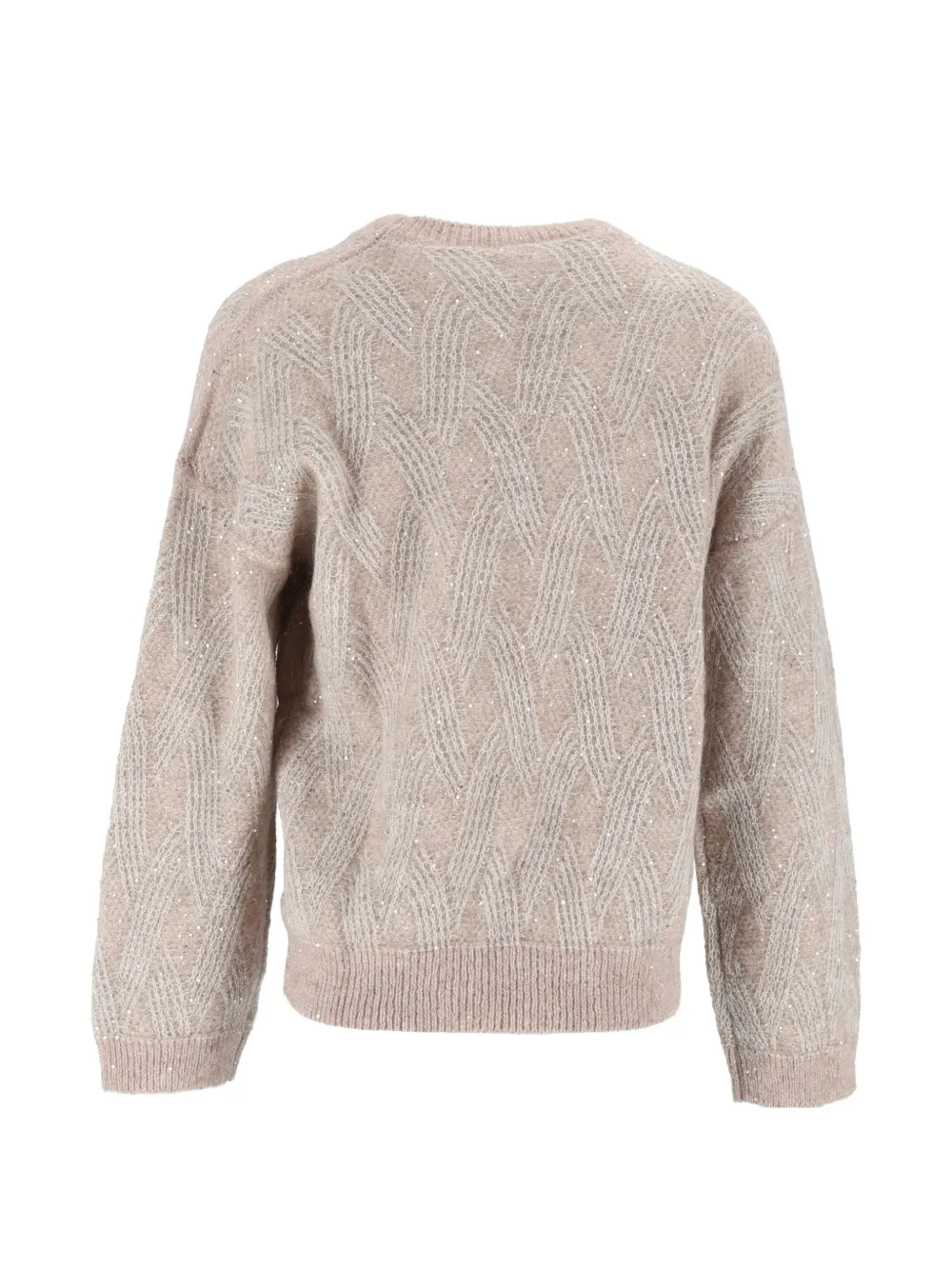 Peserico Kabelgebreide trui verfraaid met pailletten Beige