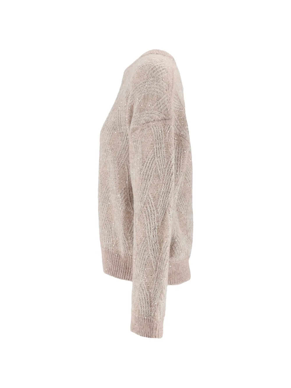 Peserico Kabelgebreide trui verfraaid met pailletten Beige