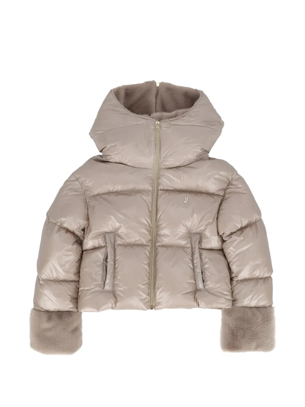 Herno Kids faux-fur trim puffer jacket - Toni neutri