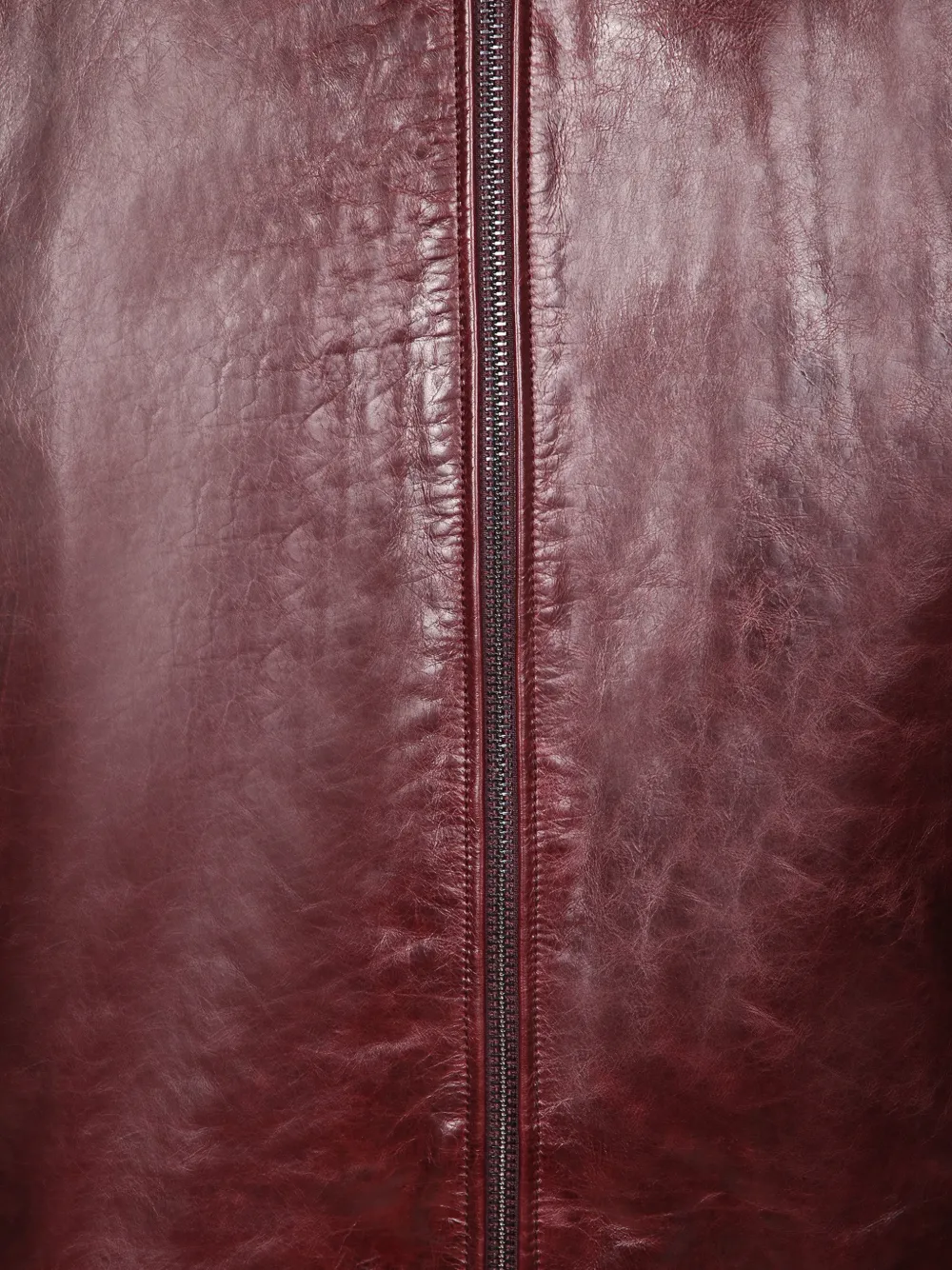 Emporio Armani Leren jack met rits Rood