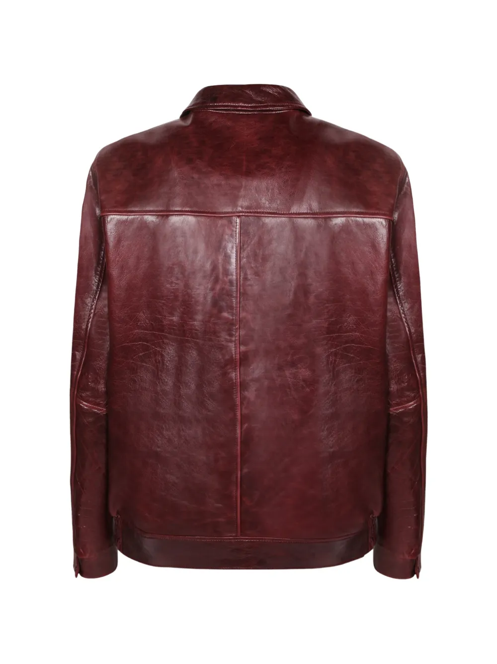 Emporio Armani Leren jack met rits Rood