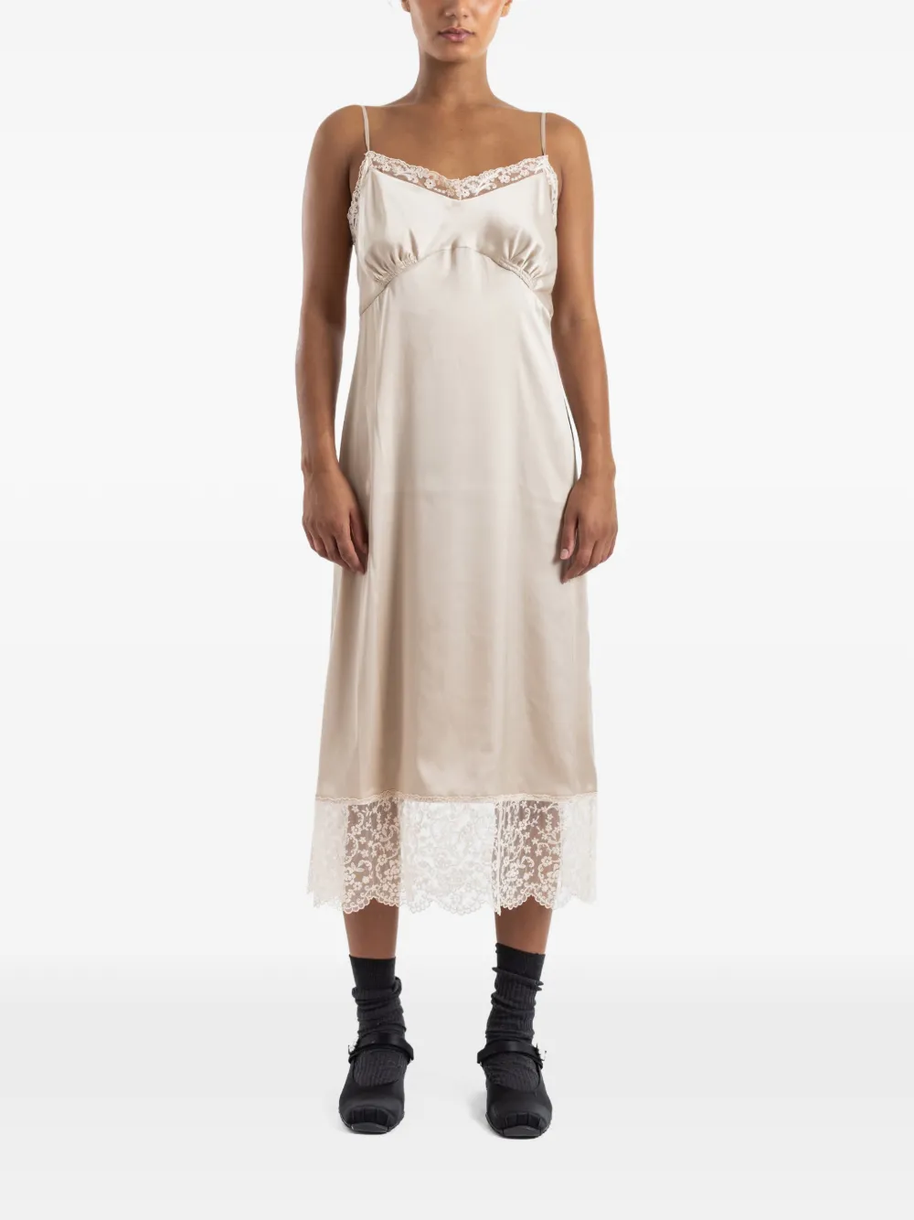 Simone Rocha lace-trim slip midi dress