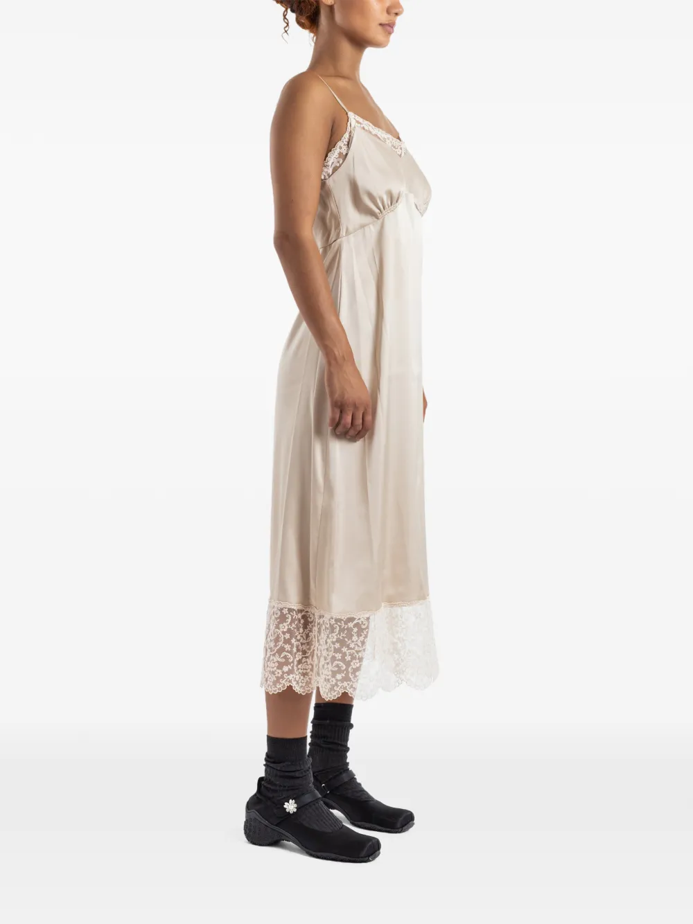 Simone Rocha Onderjurk met kant Beige