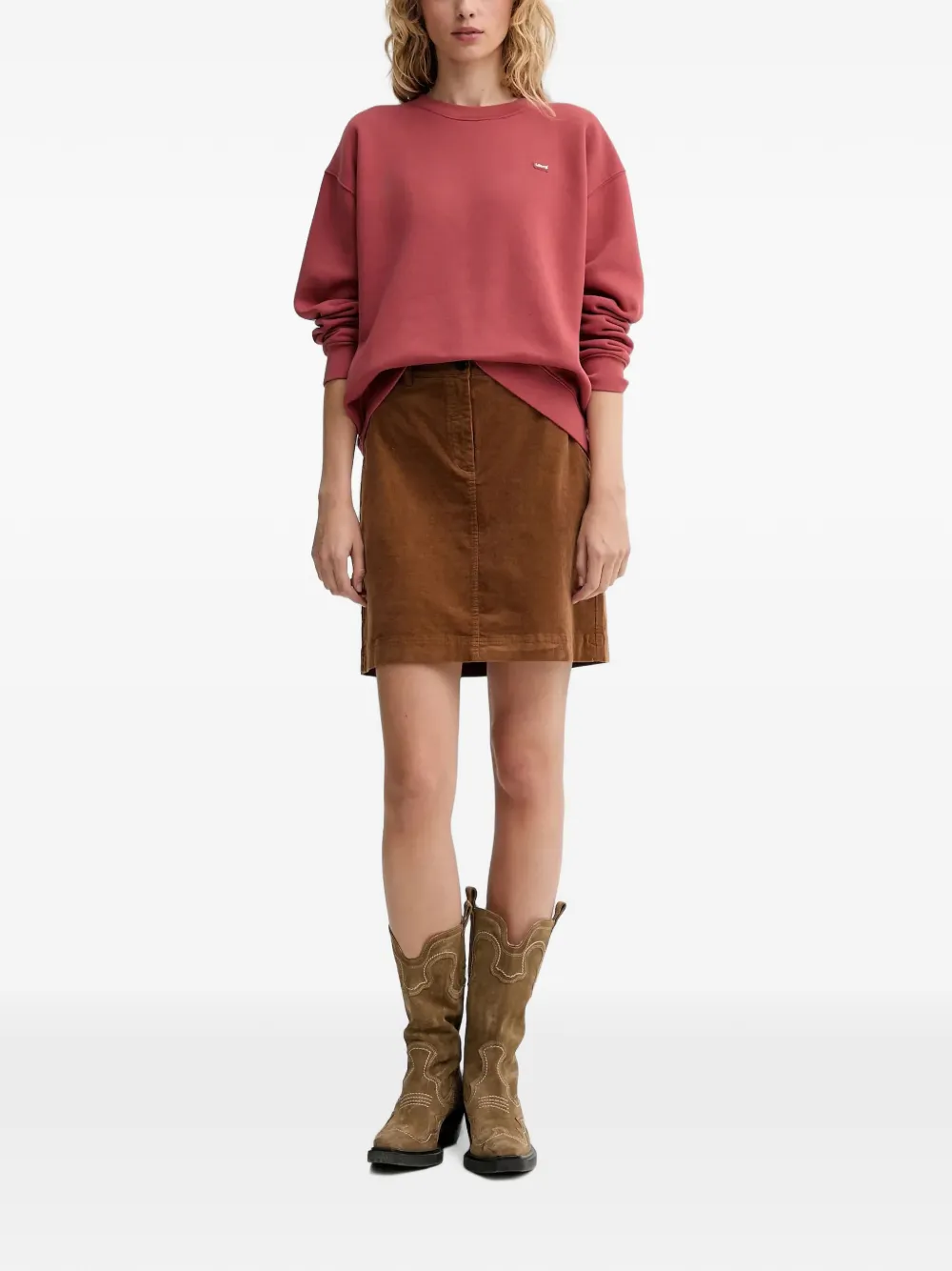 Levi's logo-patch crew-neck sweater Rood
