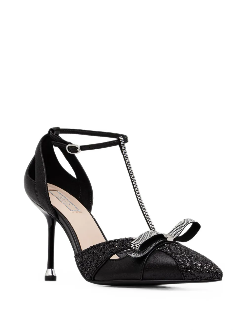 LIU JO glitter-effect bow-detail pumps Zwart