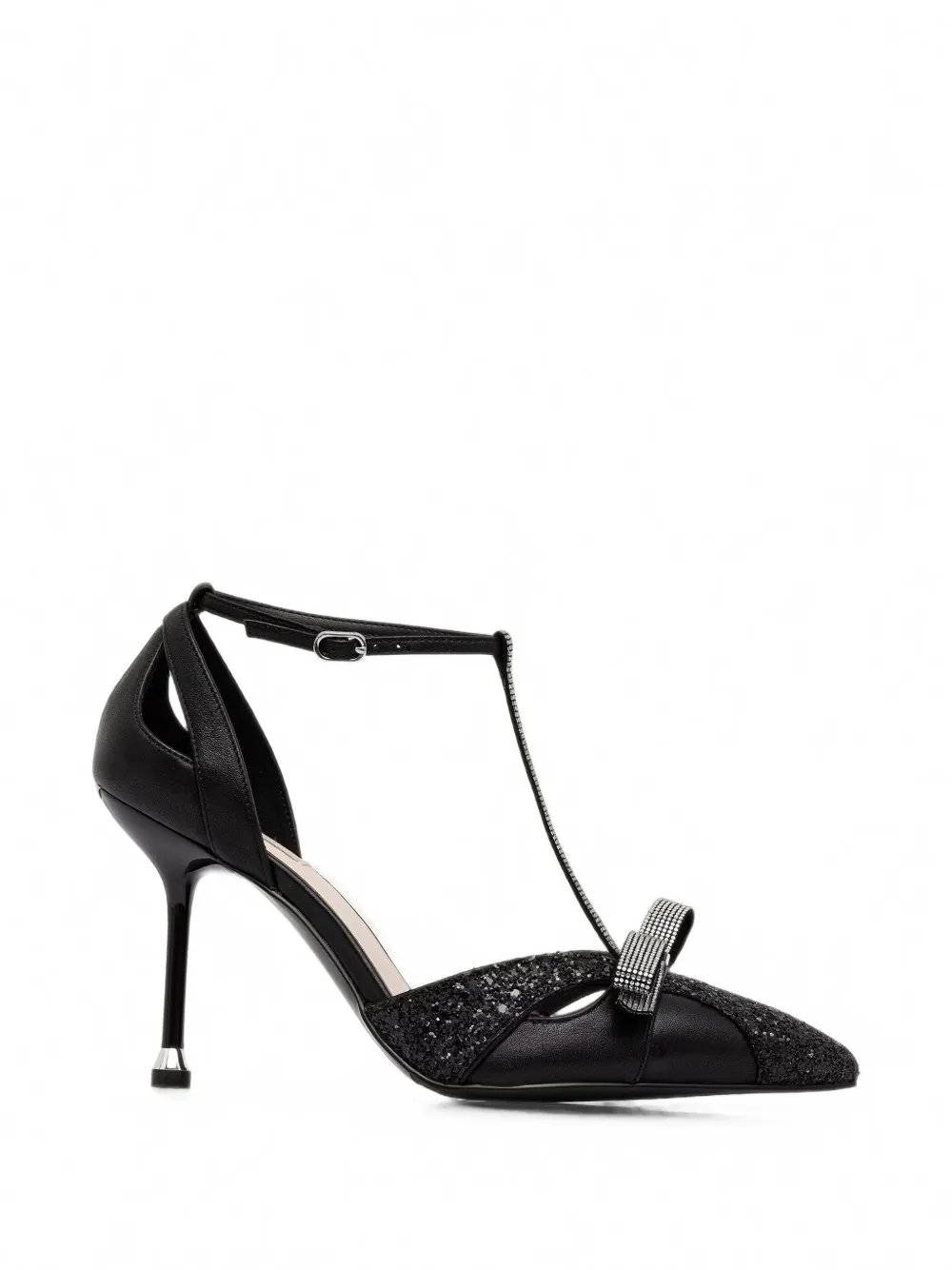 LIU JO glitter-effect bow-detail pumps Zwart