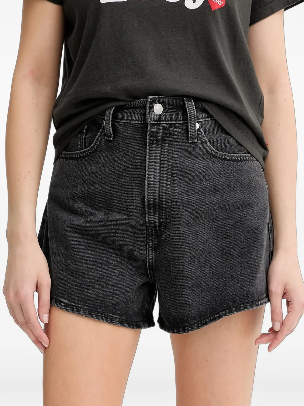 Levi's high-waisted denim shorts Zwart