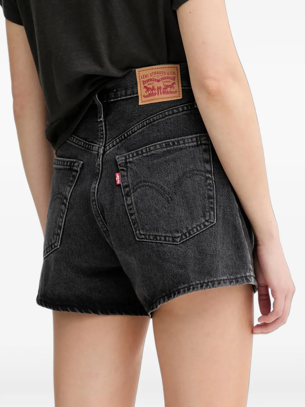 Levi's high-waisted denim shorts Zwart