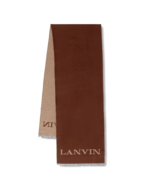 Lanvin logo-intarsia frayed scarf