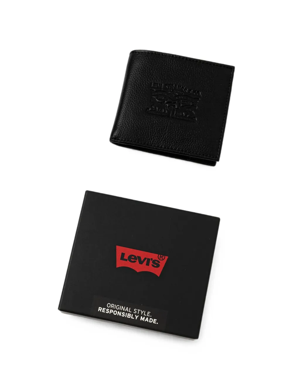 Levi's Two Horse logo-debossed bi-fold wallet Zwart