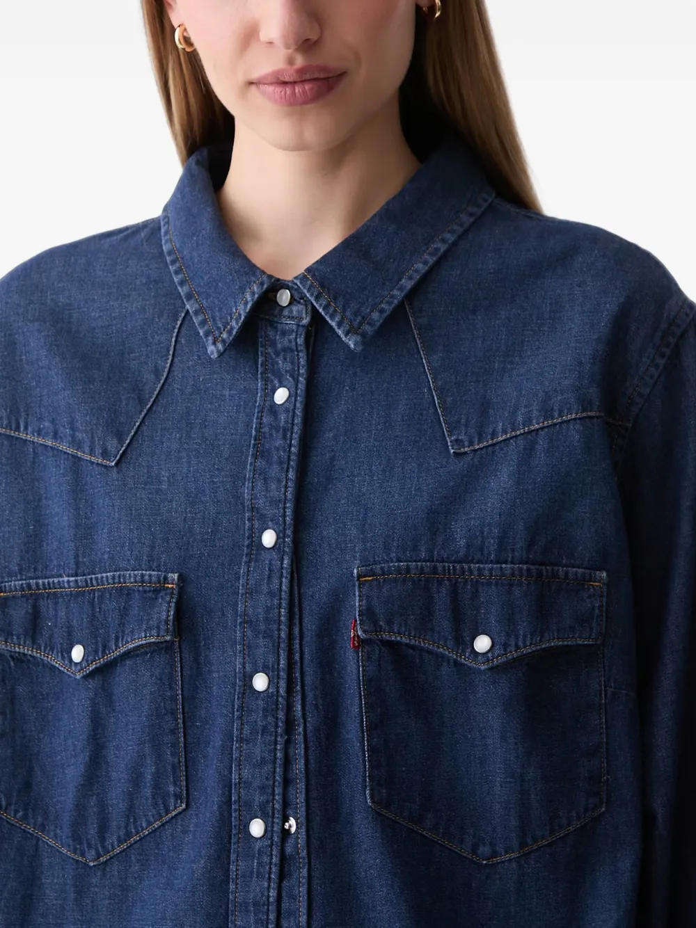 Levi's Western-yoke flap-pocket shirt Blauw