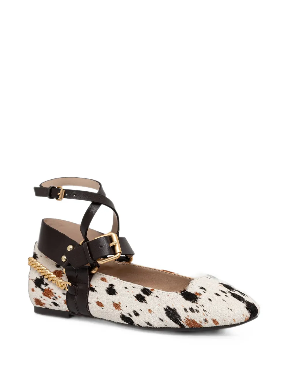 LIU JO animal-print chain-link ballet flats Wit