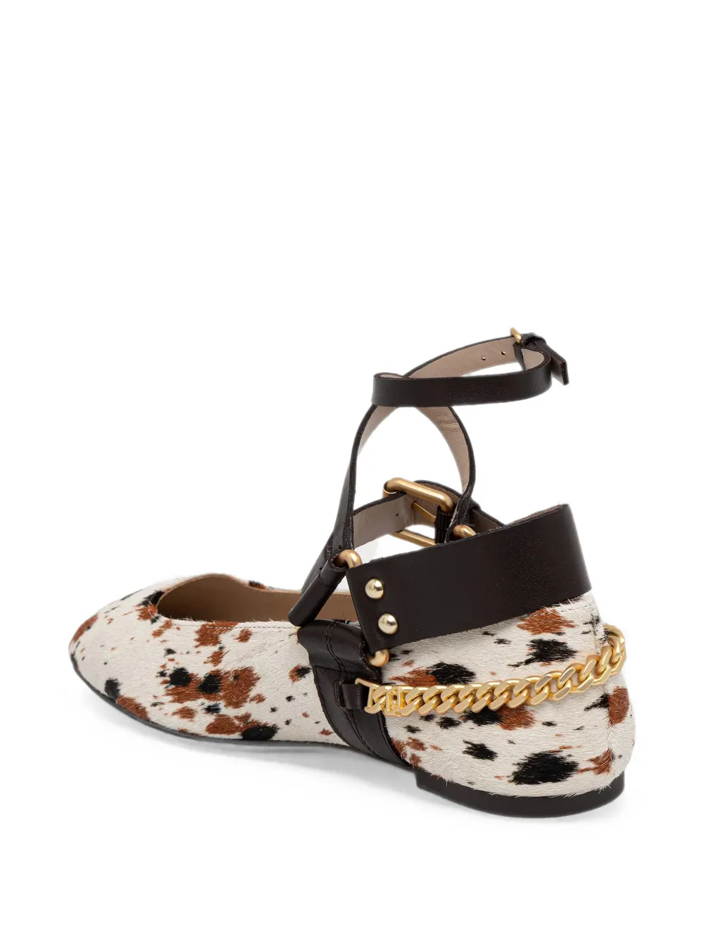 LIU JO animal-print chain-link ballet flats Wit