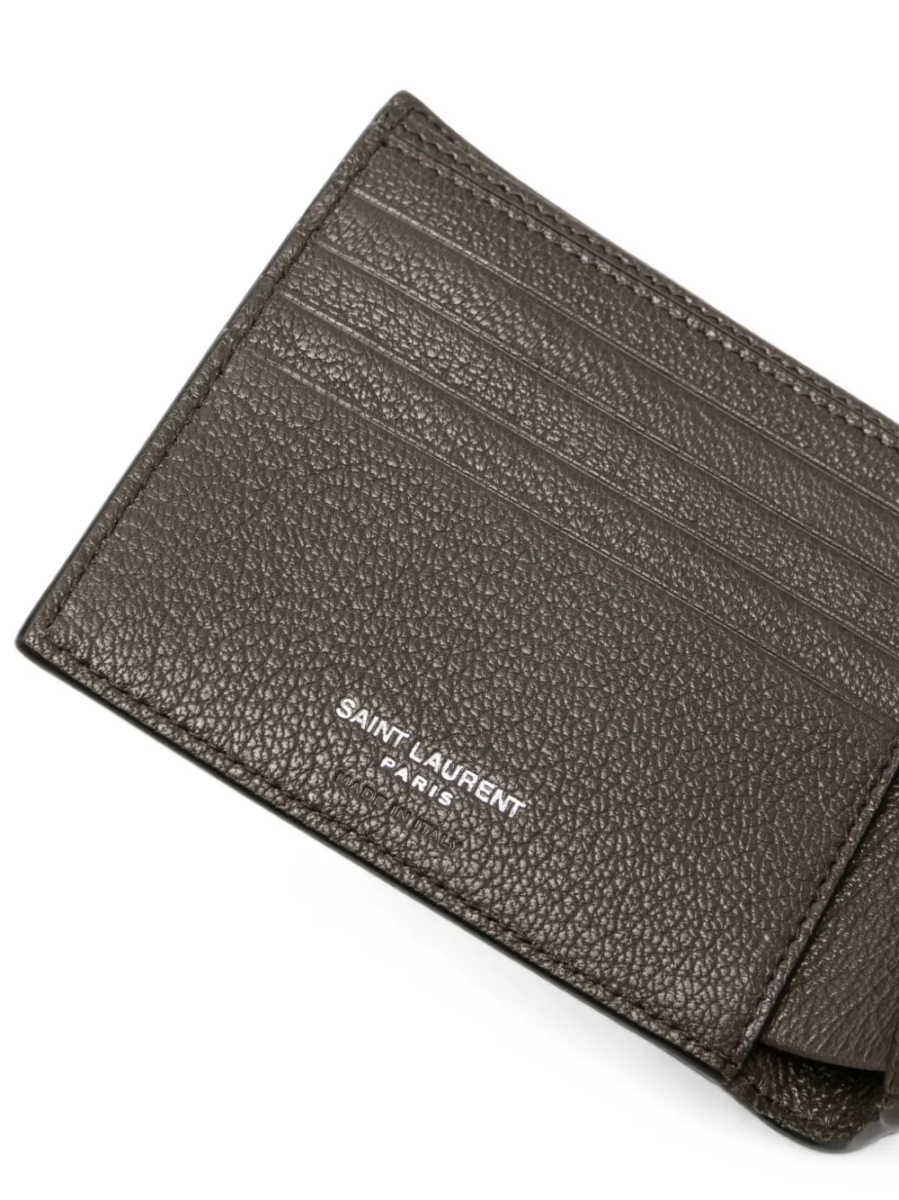 Saint Laurent grain-de-poudre bi-fold wallet Bruin