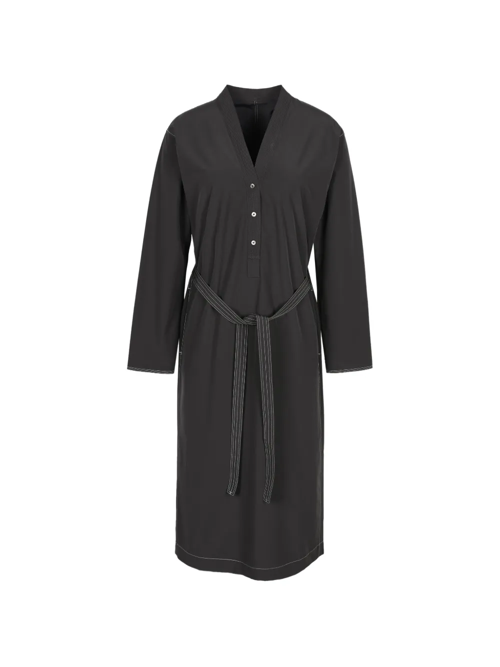 Less Belted Long-sleeve Midi Dress In Schwarz