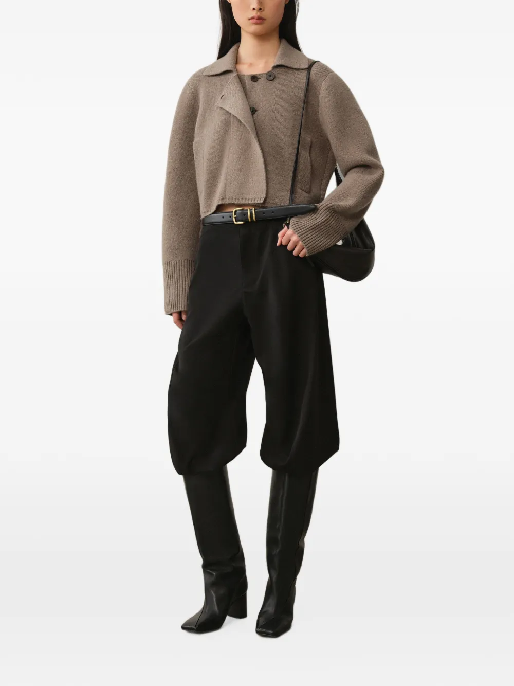 Less Wide-leg Cropped Trousers In Schwarz