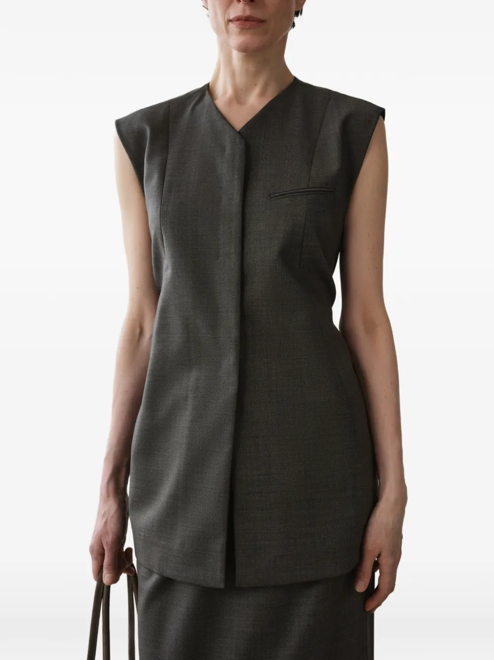 Less Tailored Wool Vest In Grau
