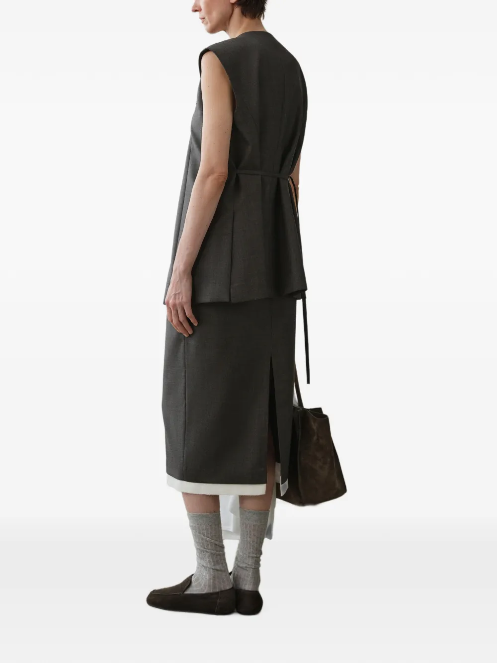 Less Tailored Wool Vest In Grau