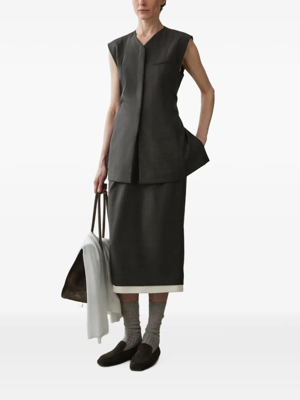 Less Tailored Wool Vest In Grau