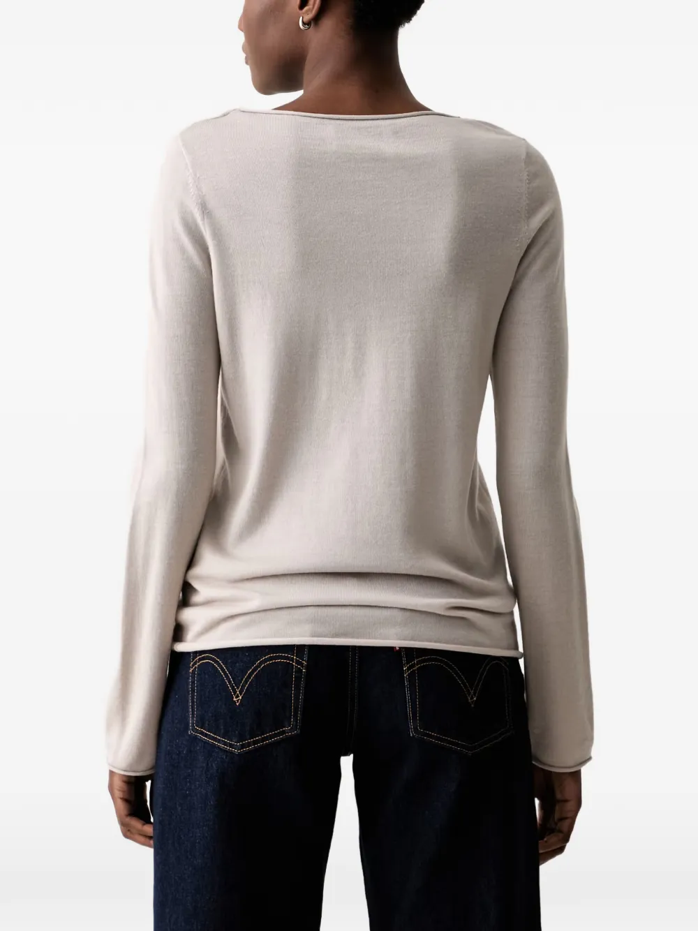 Marc O'Polo Trui met boothals en lange mouwen Beige