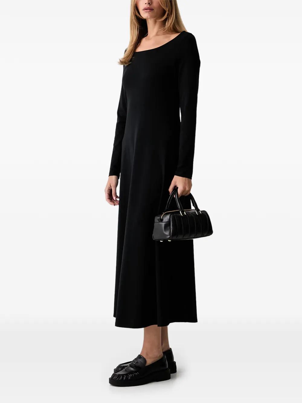 Marc O'Polo Midi-jurk met lange mouwen Zwart