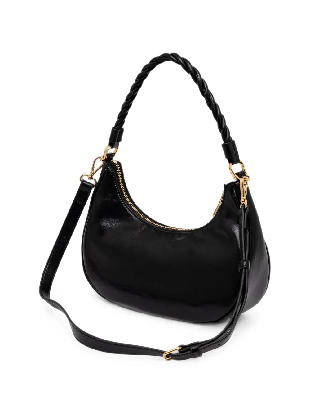 Love Moschino Schoudertas met hartpatch en logo Zwart