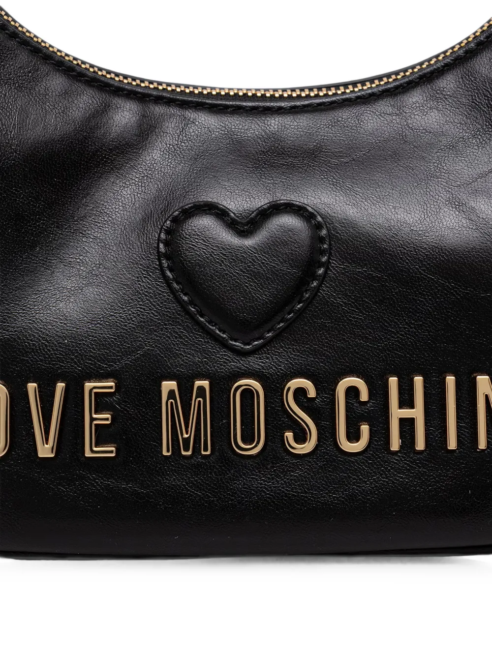 Love Moschino Schoudertas met hartpatch en logo Zwart