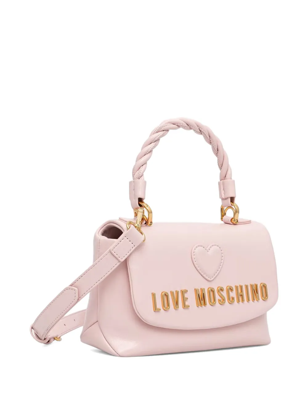 Love Moschino Shopper met gedraaid handvat en hartpatch Roze
