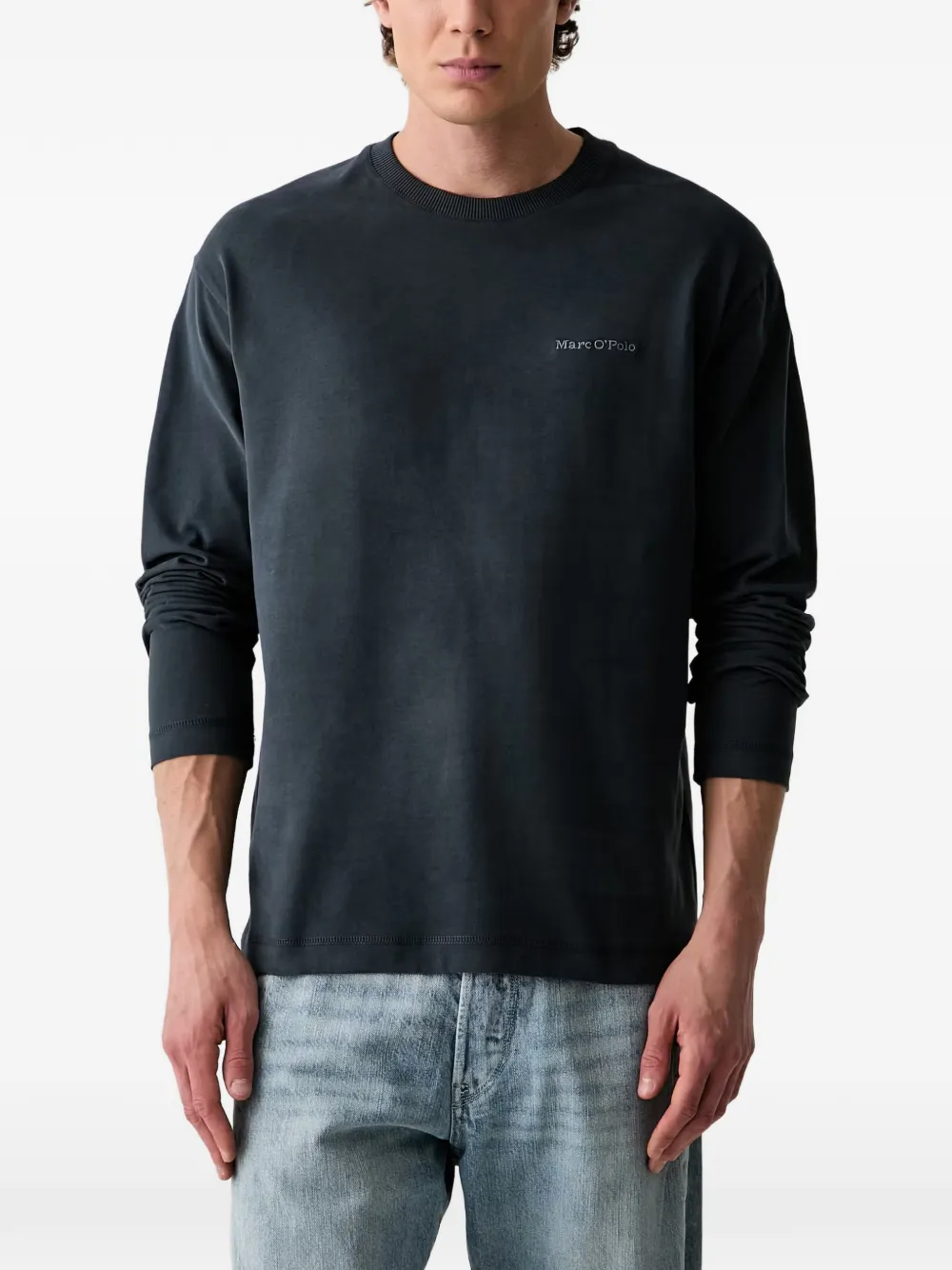 Marc O'Polo logo-embroidered long-sleeve T-shirt - Grigio