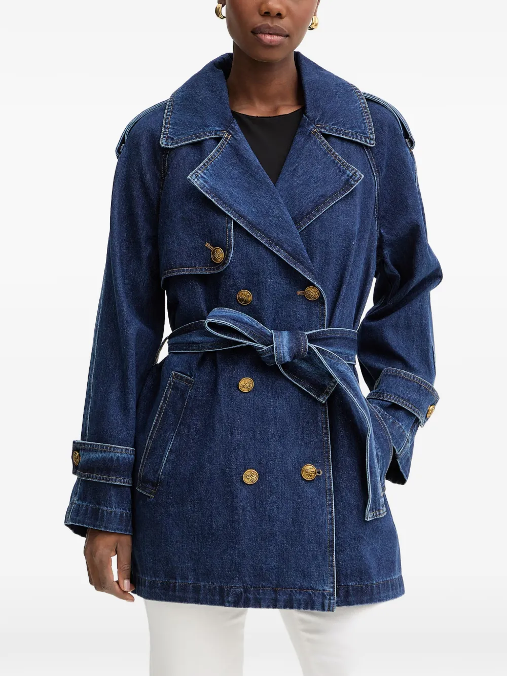LUISA SPAGNOLI Vescovo double-breasted belted denim coat