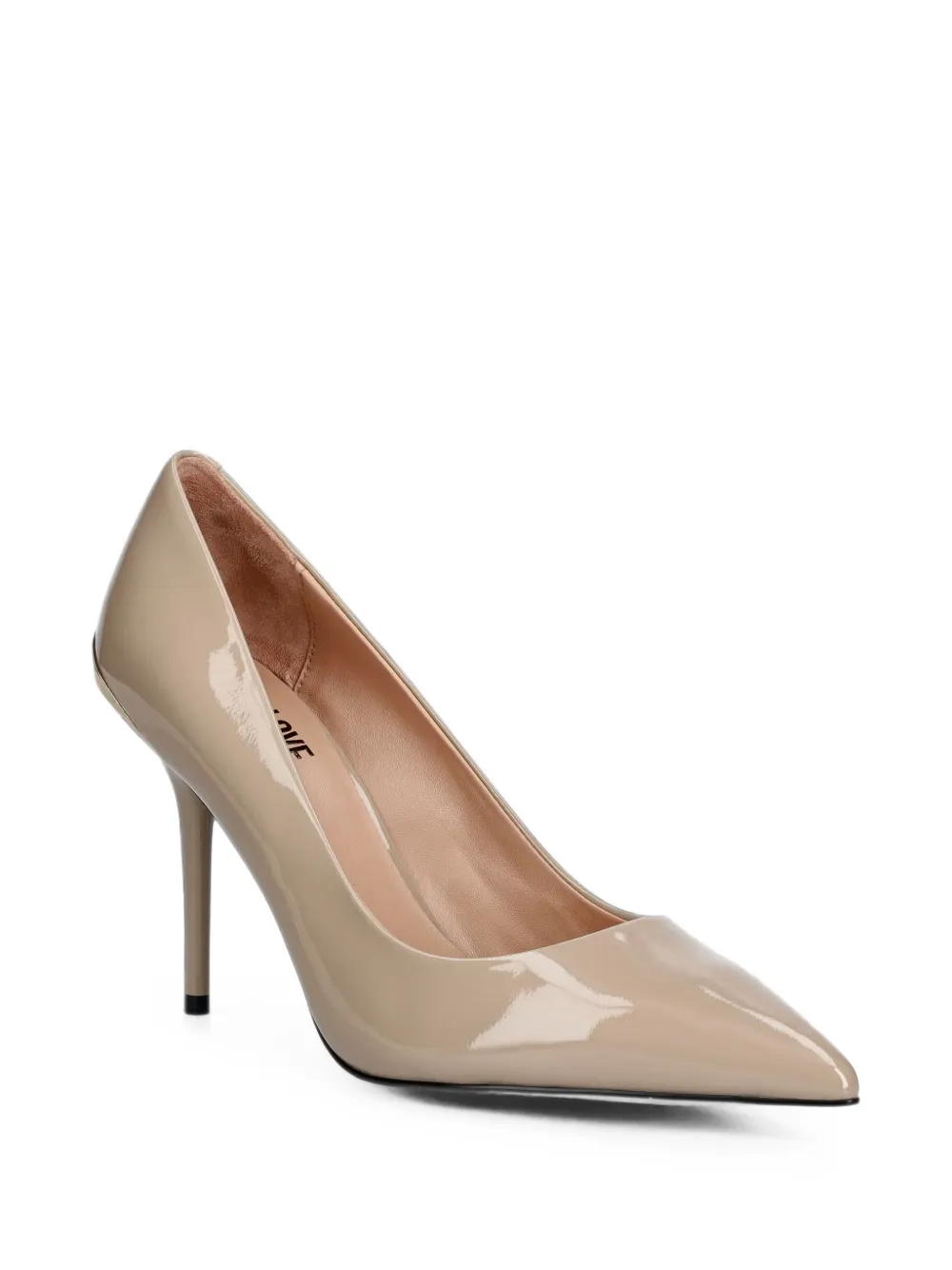 Love Moschino logo-engraved pointed-toe pumps Beige