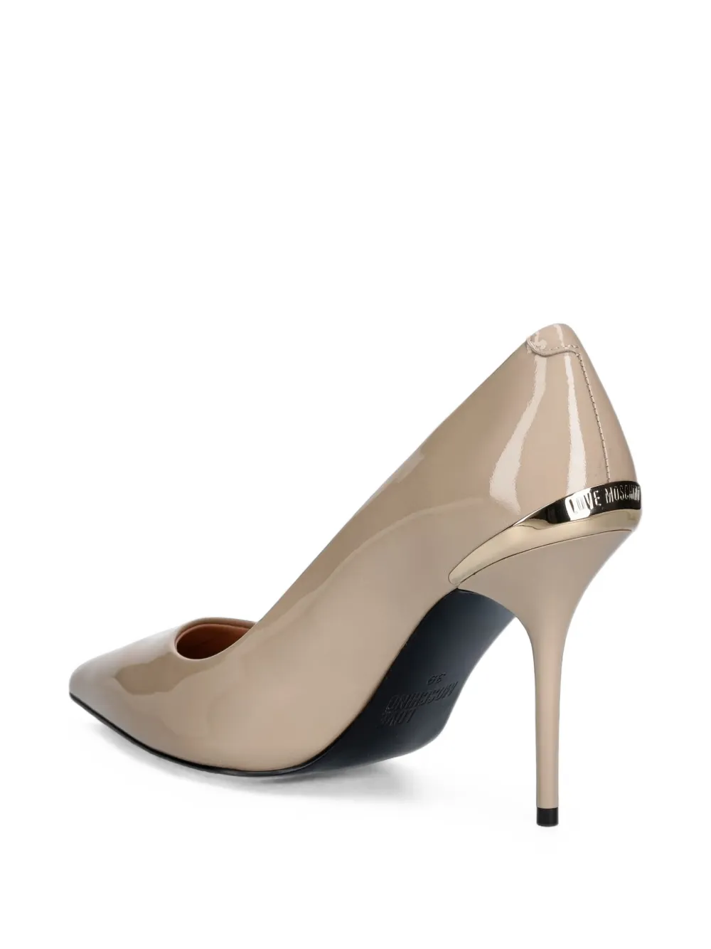 Love Moschino logo-engraved pointed-toe pumps Beige
