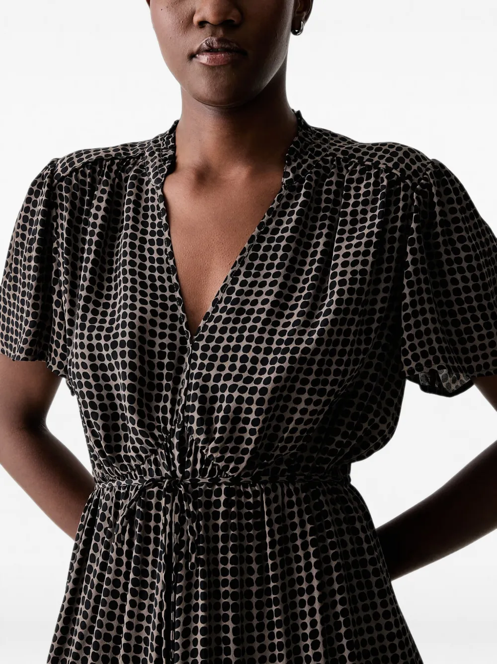 Marc O'Polo geometric-print tiered mini dress Zwart